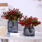 Red Berry Christmas Foam Berry Artificial Plant, Single Stem, 9", Plastic, Festive Holiday Decor, Indoor Use