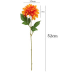 8 Pcs Sunset Orange Faux Dahlia Stems, 20" Tall Realistic Artificial Flowers, Large 5" Silk Blooms for Fall Home Decor, Vase, Centerpieces