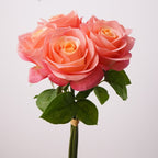 Real Touch Rose Bouquet, 14" Artificial Flowers, 5 Realistic Stems for Vase Filler, Home Decor, Wedding Centerpieces, DIY Arrangements
