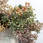 Faux Fruit Blossom Arrangement 5.5" Real-Touch Decorative Flowers, Green, Orange, Pink, White, Brown – Perfect for Home Decor, Weddings, Events