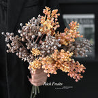 Faux Fruit Blossom Arrangement 5.5" Real-Touch Decorative Flowers, Green, Orange, Pink, White, Brown – Perfect for Home Decor, Weddings, Events