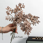 Faux Fruit Blossom Arrangement 5.5" Real-Touch Decorative Flowers, Green, Orange, Pink, White, Brown – Perfect for Home Decor, Weddings, Events