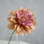 Single Toasted Edge Dahlia Stem, 12-Inch Realistic Faux Flower, Life-Like 4" Bloom for Vase, Home Decor, Wedding Bouquets & DIY Floral Arrangements