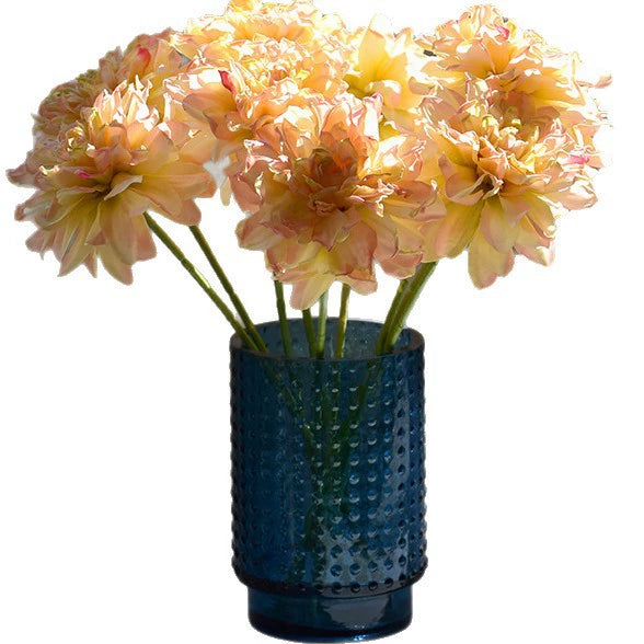 Single Toasted Edge Dahlia Stem, 12-Inch Realistic Faux Flower, Life-Like 4" Bloom for Vase, Home Decor, Wedding Bouquets & DIY Floral Arrangements