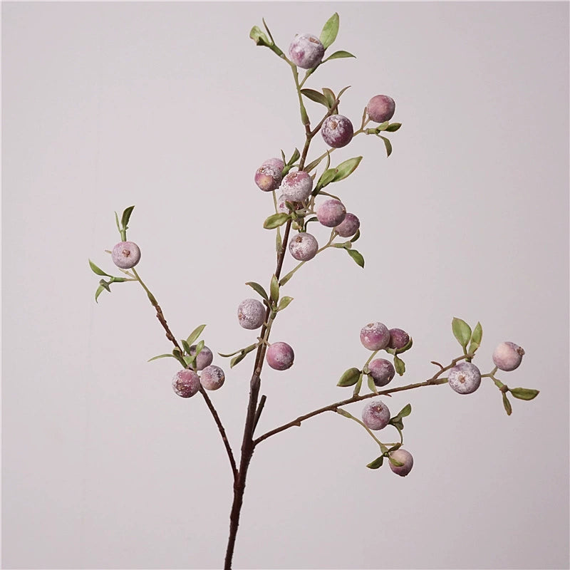 Frosted Artificial Crabapple Branch, 28" Long Stem Faux Fruit Spray, Realistic Decorative Apples for Vase Filler, Autumn Home Decor & Fall Centerpieces
