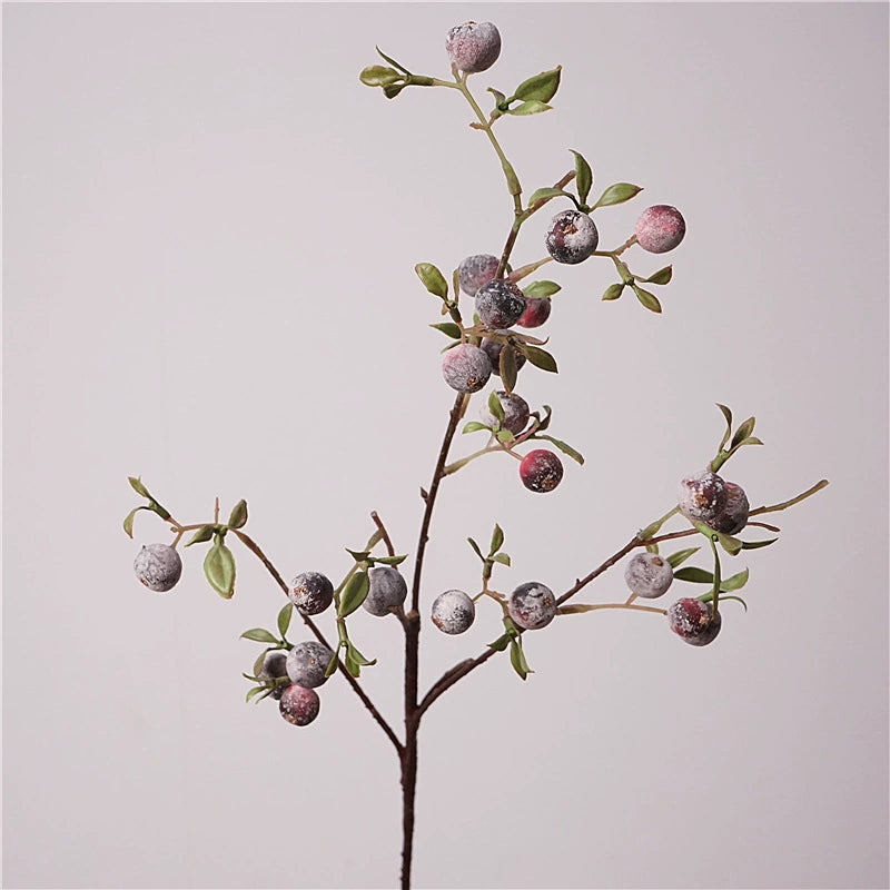 Frosted Artificial Crabapple Branch, 28" Long Stem Faux Fruit Spray, Realistic Decorative Apples for Vase Filler, Autumn Home Decor & Fall Centerpieces