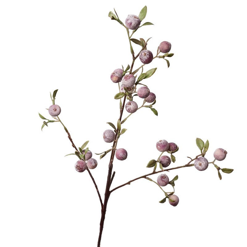 Frosted Artificial Crabapple Branch, 28" Long Stem Faux Fruit Spray, Realistic Decorative Apples for Vase Filler, Autumn Home Decor & Fall Centerpieces