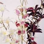 32" Tall Faux Dendrobium Orchid Stem, Lifelike Australian Orchid Spray with 11 Large Blooms, Elegant Vase Filler for Home & Wedding Decor
