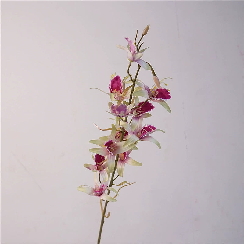 32" Tall Faux Dendrobium Orchid Stem, Lifelike Australian Orchid Spray with 11 Large Blooms, Elegant Vase Filler for Home & Wedding Decor