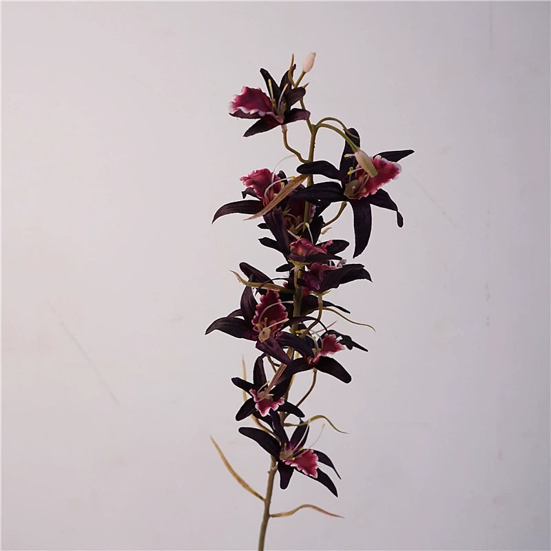 32" Tall Faux Dendrobium Orchid Stem, Lifelike Australian Orchid Spray with 11 Large Blooms, Elegant Vase Filler for Home & Wedding Decor