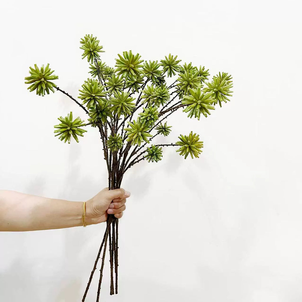 Realistic Water Chestnut Pod Stem, 31" Long Artificial Botanical Branch with 6 Heads for Tall Vases, Modern Home Decor, Floral & Event Design