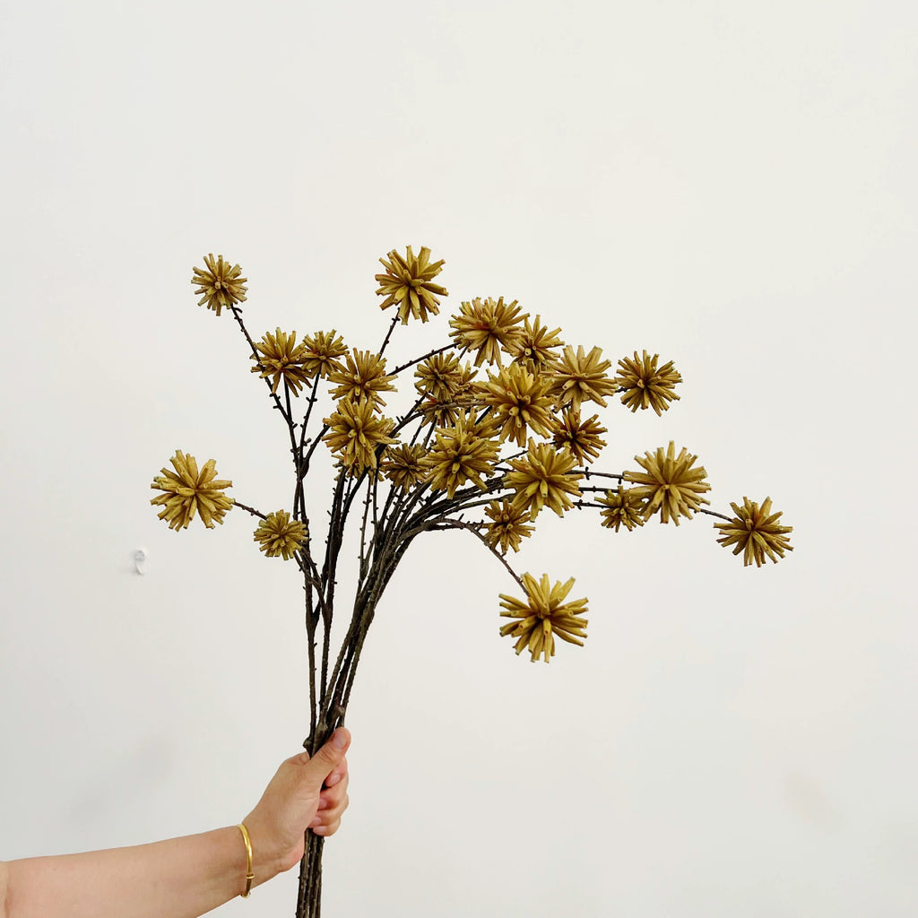 Realistic Water Chestnut Pod Stem, 31" Long Artificial Botanical Branch with 6 Heads for Tall Vases, Modern Home Decor, Floral & Event Design