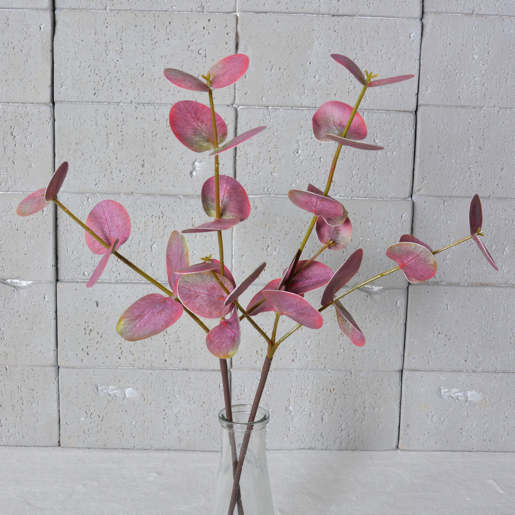 Real Touch Eucalyptus Stems (Set of 2), 20" Tall Faux Silver Dollar Greenery, Lifelike Grey-Green Leaves for Vase, Wedding Bouquets & Home Decor