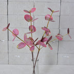 Real Touch Eucalyptus Stems (Set of 2), 20" Tall Faux Silver Dollar Greenery, Lifelike Grey-Green Leaves for Vase, Wedding Bouquets & Home Decor