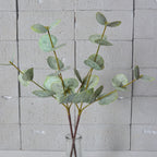 Real Touch Eucalyptus Stems (Set of 2), 20" Tall Faux Silver Dollar Greenery, Lifelike Grey-Green Leaves for Vase, Wedding Bouquets & Home Decor