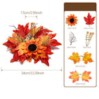 Faux Maple Leaf & Red Berry Candle Ring, 13 Inch Autumn Wreath, Realistic Thanksgiving Table Centerpiece, Fall Harvest Home Decor