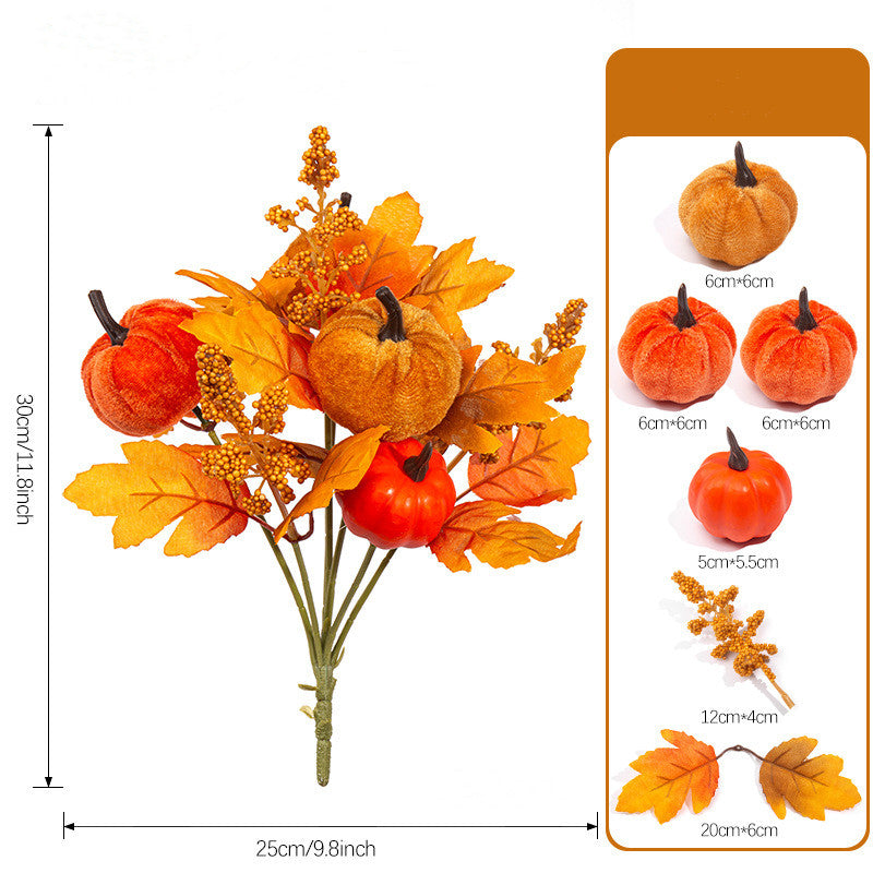 Harvest Sunflower & Maple Leaf Bouquet, 12-Inch Artificial Autumn Flowers with Pumpkin Accents, 7-Stem Bunch for Fall Decor, Wreaths, Thanksgiving