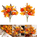 Harvest Sunflower & Maple Leaf Bouquet, 12-Inch Artificial Autumn Flowers with Pumpkin Accents, 7-Stem Bunch for Fall Decor, Wreaths, Thanksgiving