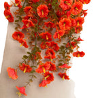 Realistic Autumn Morning Glory Garland, Faux Eucalyptus Trailing Vine with 69 Flowers, Wall Hanging Decor for Patio, Wedding, Mantel