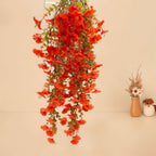 Realistic Autumn Morning Glory Garland, Faux Eucalyptus Trailing Vine with 69 Flowers, Wall Hanging Decor for Patio, Wedding, Mantel