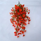 Realistic Autumn Morning Glory Garland, Faux Eucalyptus Trailing Vine with 69 Flowers, Wall Hanging Decor for Patio, Wedding, Mantel