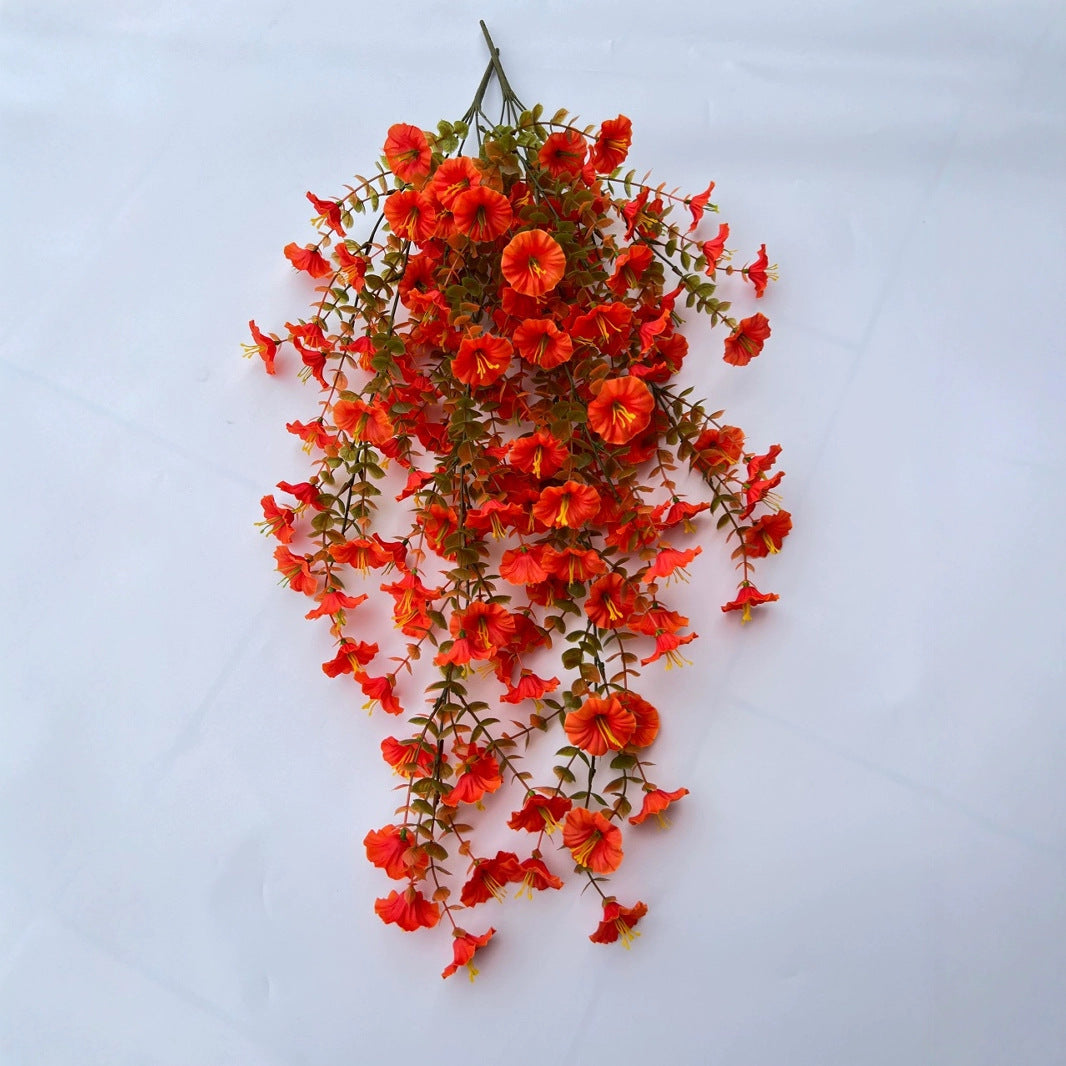 Realistic Autumn Morning Glory Garland, Faux Eucalyptus Trailing Vine with 69 Flowers, Wall Hanging Decor for Patio, Wedding, Mantel