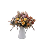 Autumn Romance Faux Rose Bouquet, 13" Lifelike Silk Flowers, 6-Stem Bunch for Wedding Centerpieces, Home Decor, Vase Arrangements & DIY Crafts