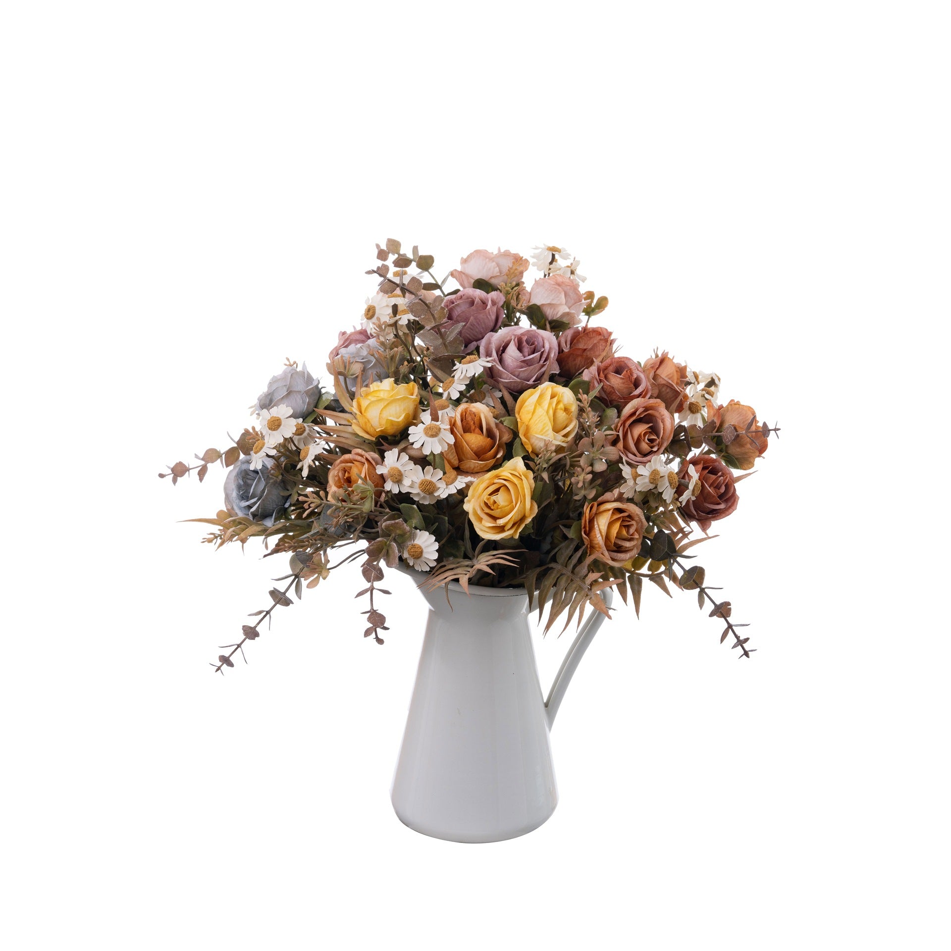 Autumn Romance Faux Rose Bouquet, 13" Lifelike Silk Flowers, 6-Stem Bunch for Wedding Centerpieces, Home Decor, Vase Arrangements & DIY Crafts