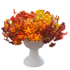 Set of 2 Faux Morning Glory Stems, 14" Artificial Autumn Bouquet, 7-Head Lush Fall Flowers for Thanksgiving Decor, Halloween, Wedding Centerpieces