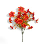 Set of 2 Faux Morning Glory Stems, 14" Artificial Autumn Bouquet, 7-Head Lush Fall Flowers for Thanksgiving Decor, Halloween, Wedding Centerpieces