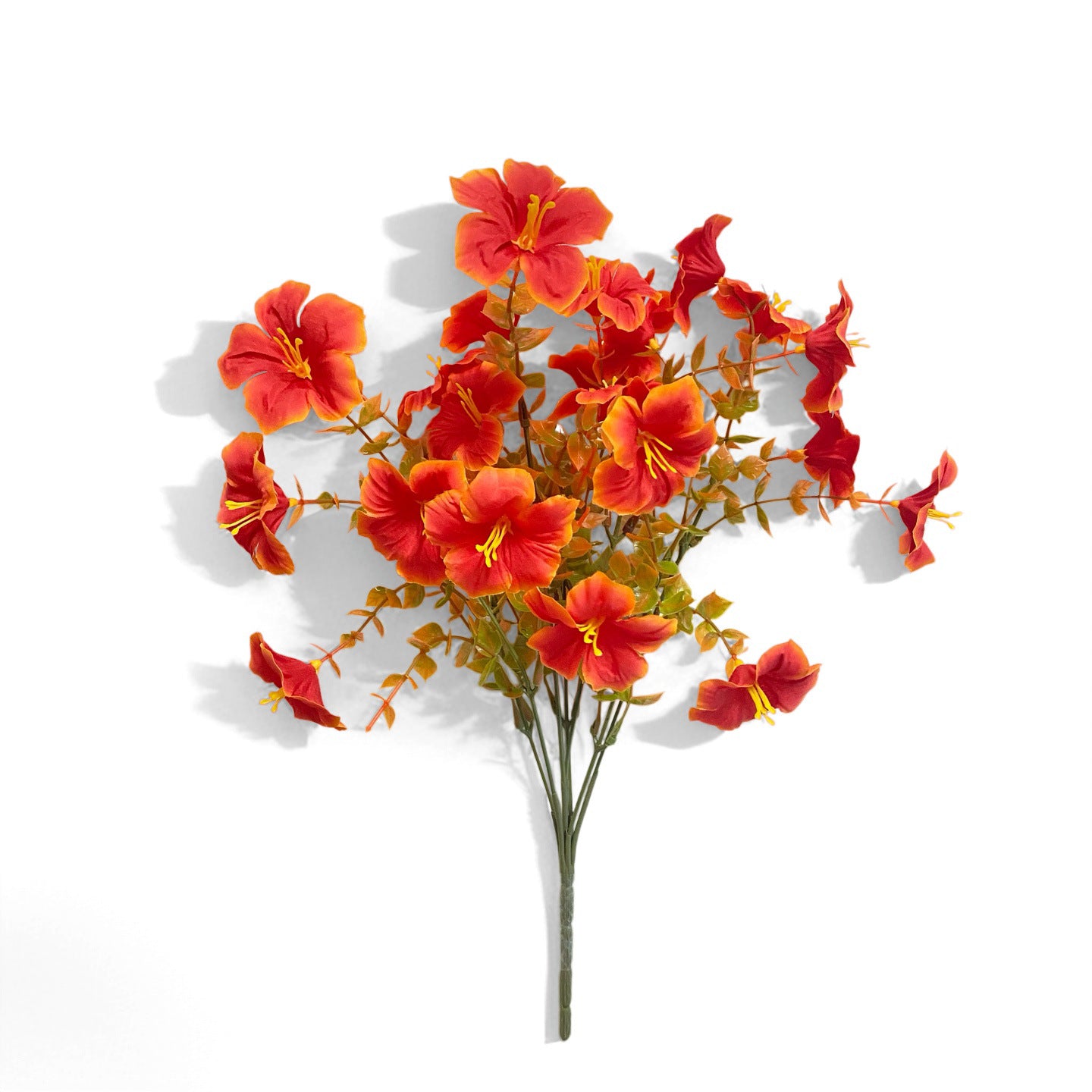 Set of 2 Faux Morning Glory Stems, 14" Artificial Autumn Bouquet, 7-Head Lush Fall Flowers for Thanksgiving Decor, Halloween, Wedding Centerpieces
