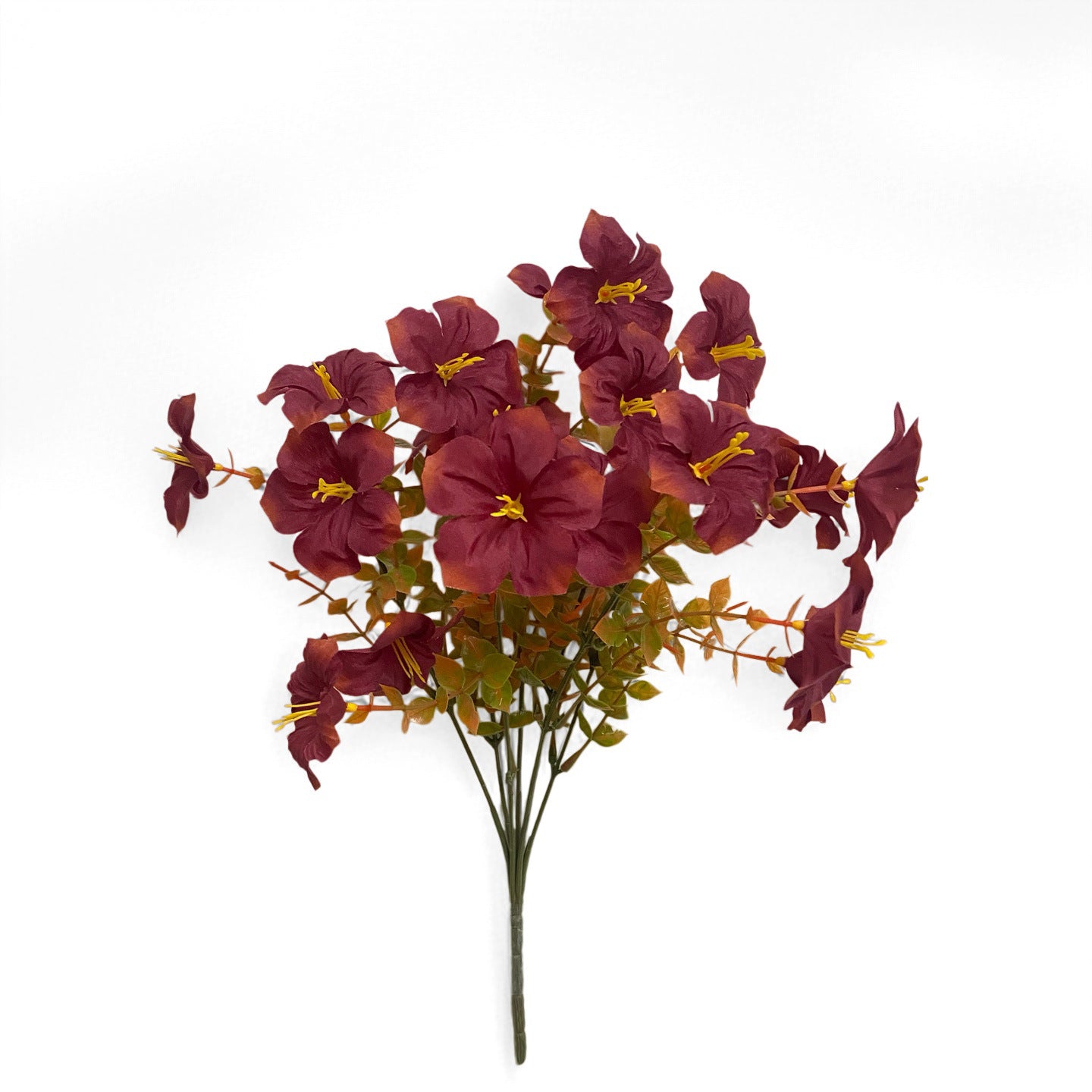 Set of 2 Faux Morning Glory Stems, 14" Artificial Autumn Bouquet, 7-Head Lush Fall Flowers for Thanksgiving Decor, Halloween, Wedding Centerpieces