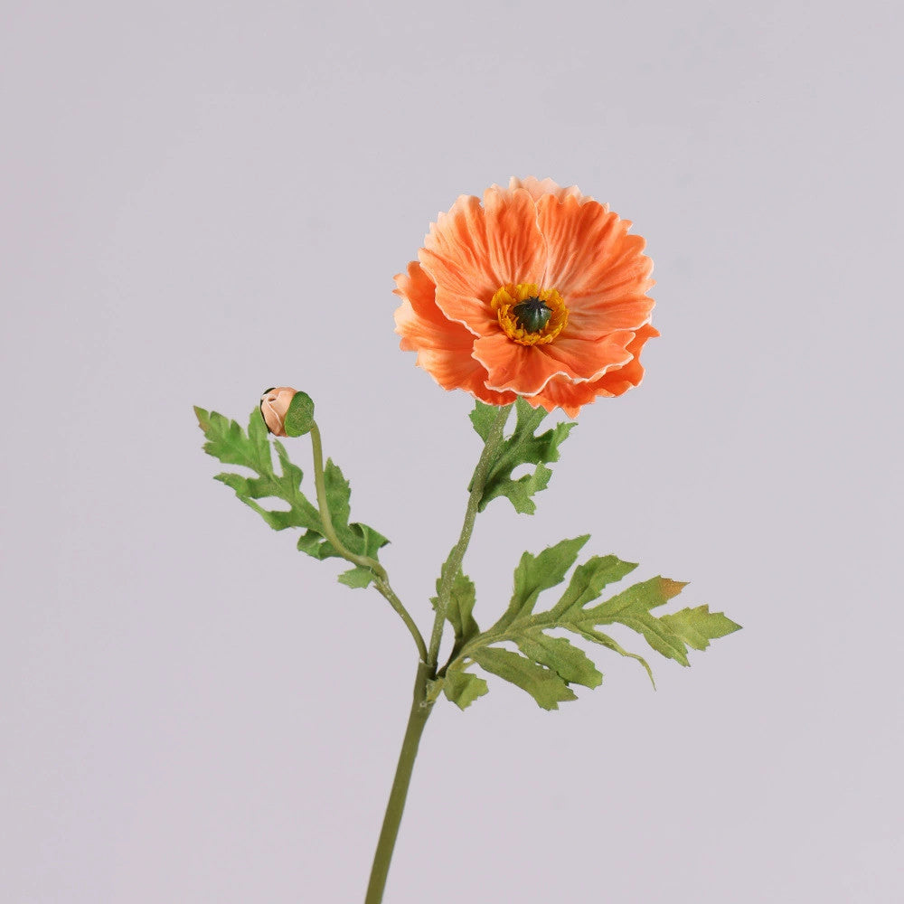 Large Faux Poppy Stem, 24" Tall Realistic Iceland Poppy, Life-Like Artificial Flower for Vase, Home Decor, Wedding & Event Arrangements