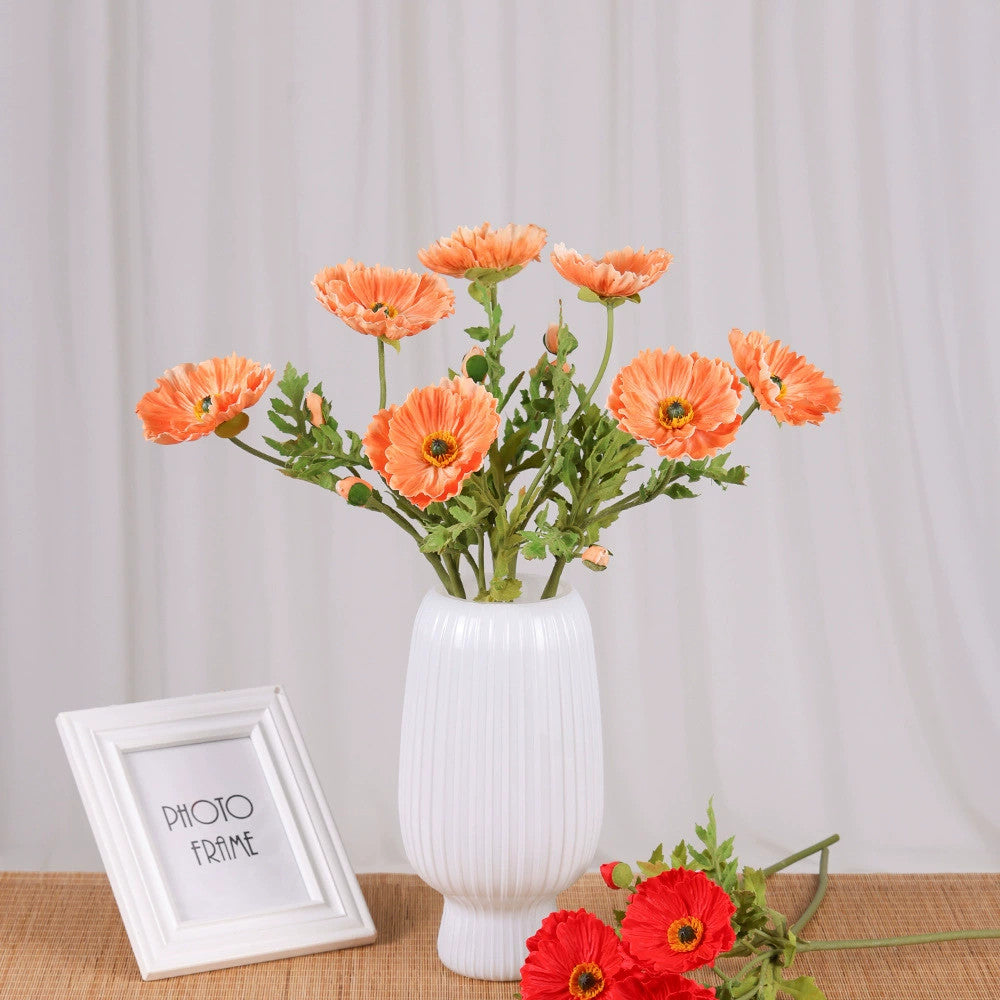 Large Faux Poppy Stem, 24" Tall Realistic Iceland Poppy, Life-Like Artificial Flower for Vase, Home Decor, Wedding & Event Arrangements