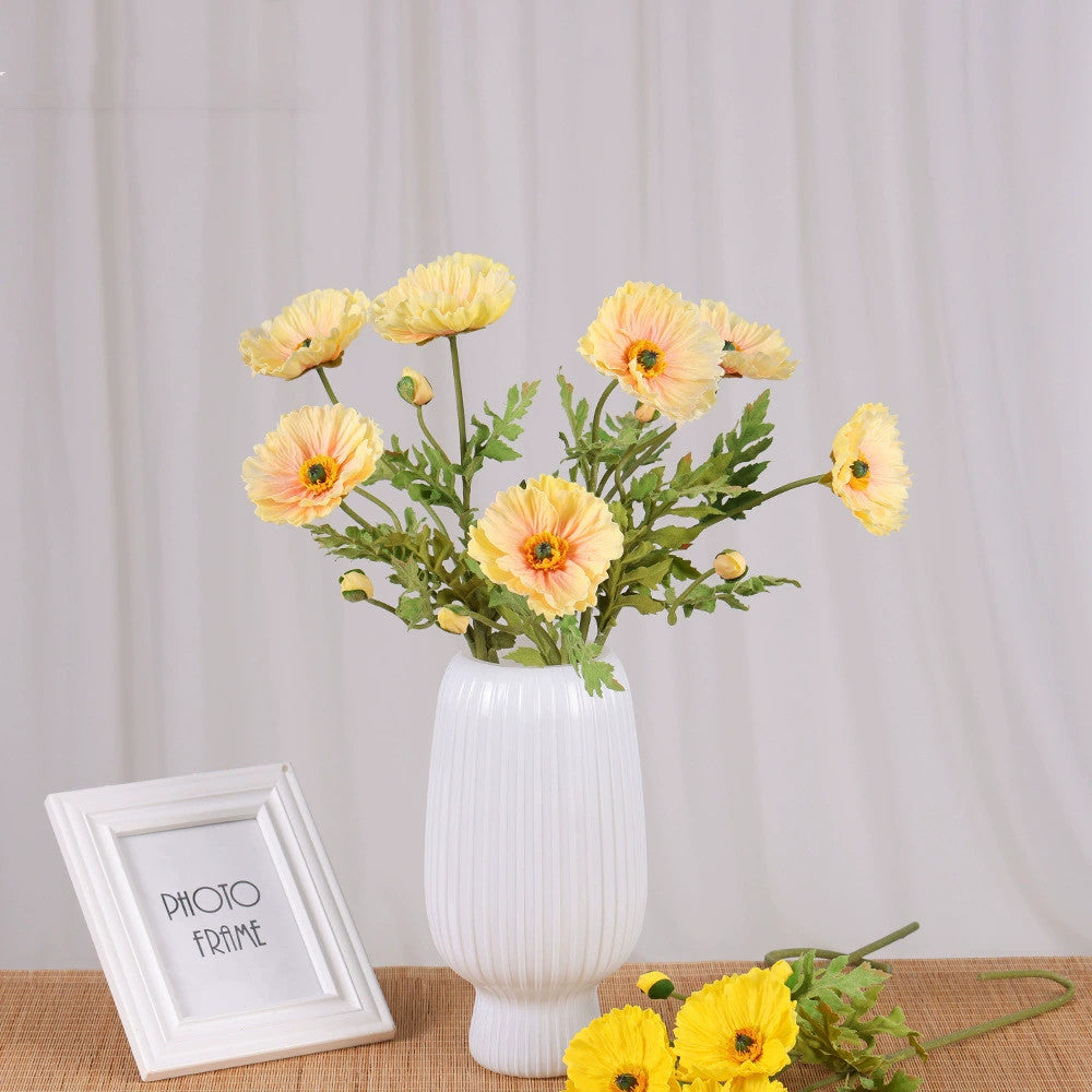 Large Faux Poppy Stem, 24" Tall Realistic Iceland Poppy, Life-Like Artificial Flower for Vase, Home Decor, Wedding & Event Arrangements