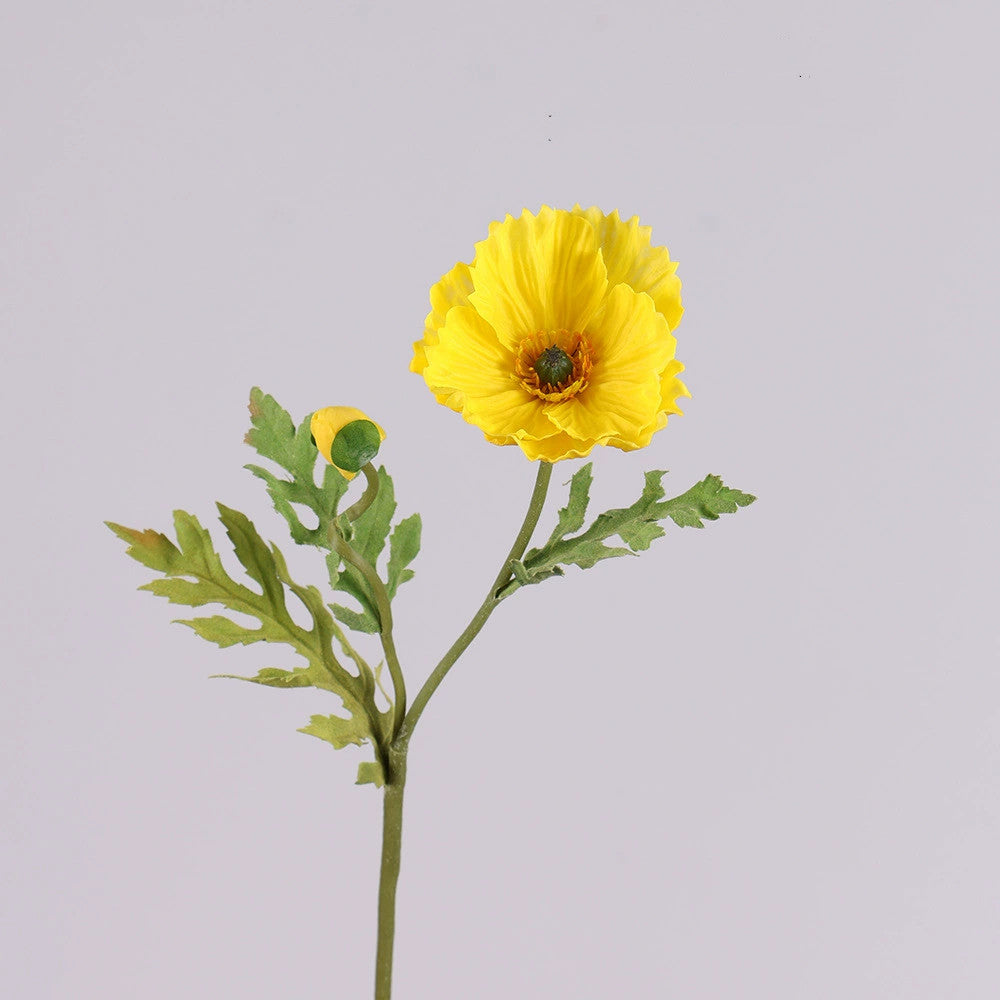 Large Faux Poppy Stem, 24" Tall Realistic Iceland Poppy, Life-Like Artificial Flower for Vase, Home Decor, Wedding & Event Arrangements