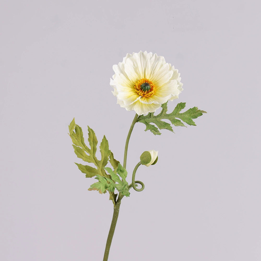 Large Faux Poppy Stem, 24" Tall Realistic Iceland Poppy, Life-Like Artificial Flower for Vase, Home Decor, Wedding & Event Arrangements
