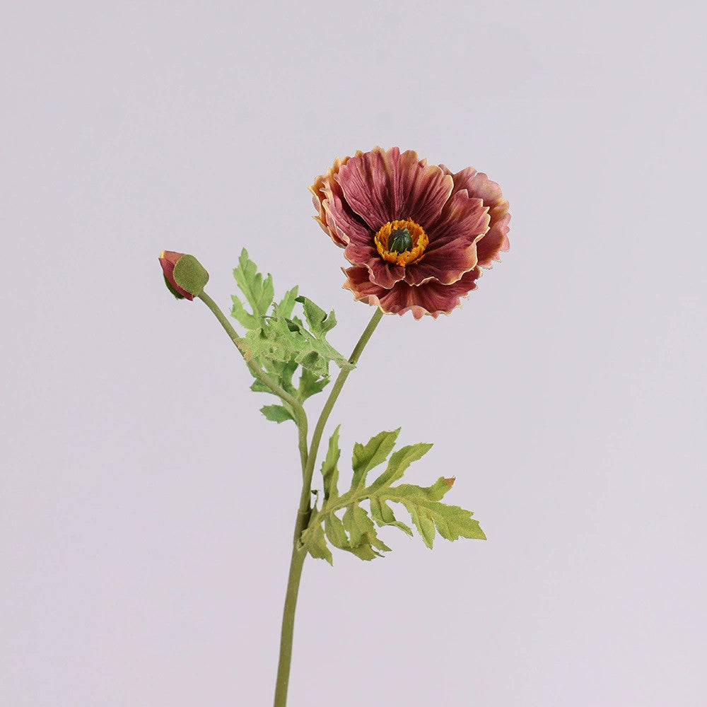 Large Faux Poppy Stem, 24" Tall Realistic Iceland Poppy, Life-Like Artificial Flower for Vase, Home Decor, Wedding & Event Arrangements