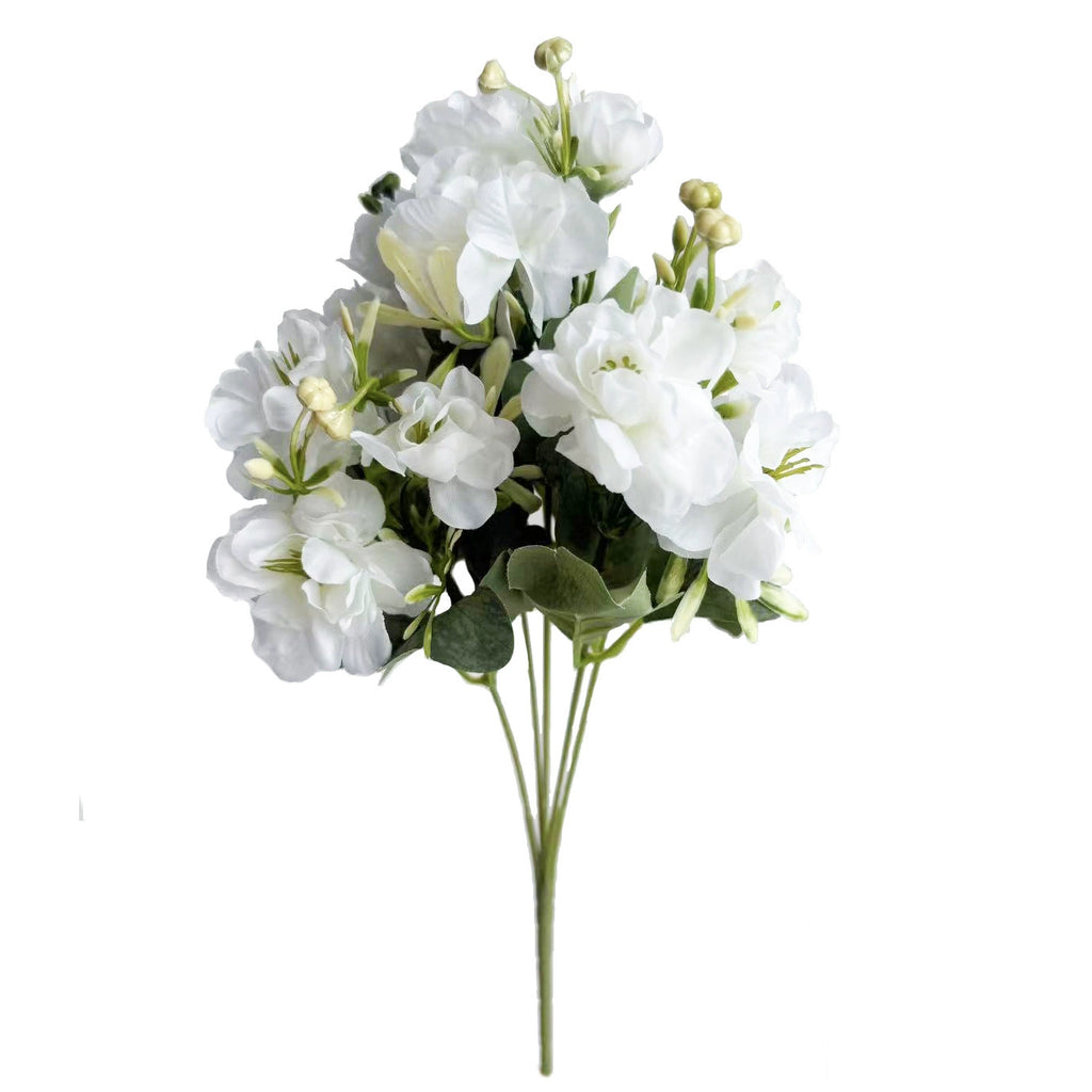 Lifelike Faux Camellia Stem, 15" Tall with 15 Realistic Blooms & Buds, Artificial Flowers for Vase Fillers, Wedding Bouquets & Home Decor