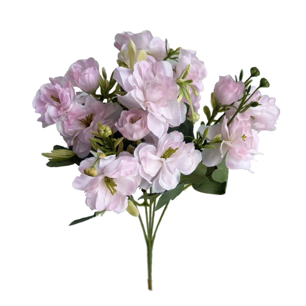 Lifelike Faux Camellia Stem, 15" Tall with 15 Realistic Blooms & Buds, Artificial Flowers for Vase Fillers, Wedding Bouquets & Home Decor