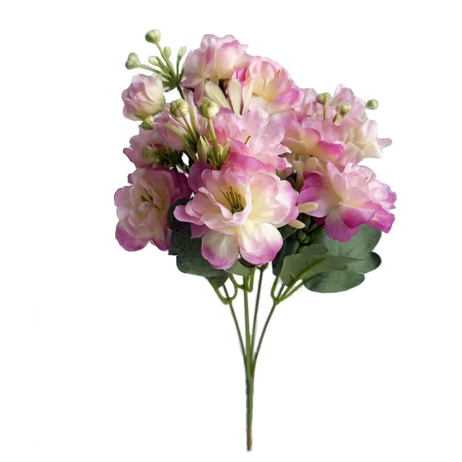 Lifelike Faux Camellia Stem, 15" Tall with 15 Realistic Blooms & Buds, Artificial Flowers for Vase Fillers, Wedding Bouquets & Home Decor