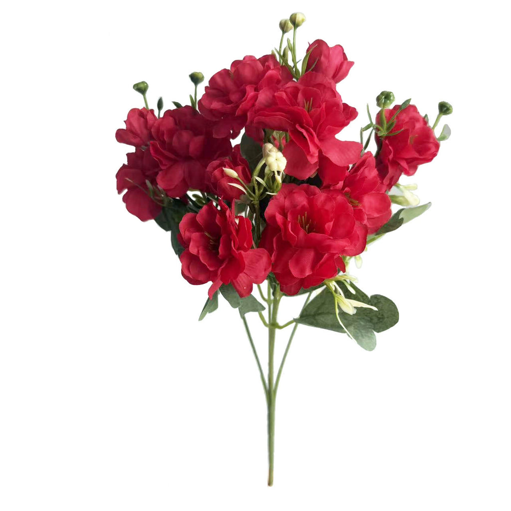 Lifelike Faux Camellia Stem, 15" Tall with 15 Realistic Blooms & Buds, Artificial Flowers for Vase Fillers, Wedding Bouquets & Home Decor