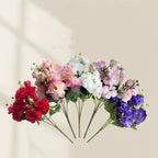 Lifelike Faux Camellia Stem, 15" Tall with 15 Realistic Blooms & Buds, Artificial Flowers for Vase Fillers, Wedding Bouquets & Home Decor
