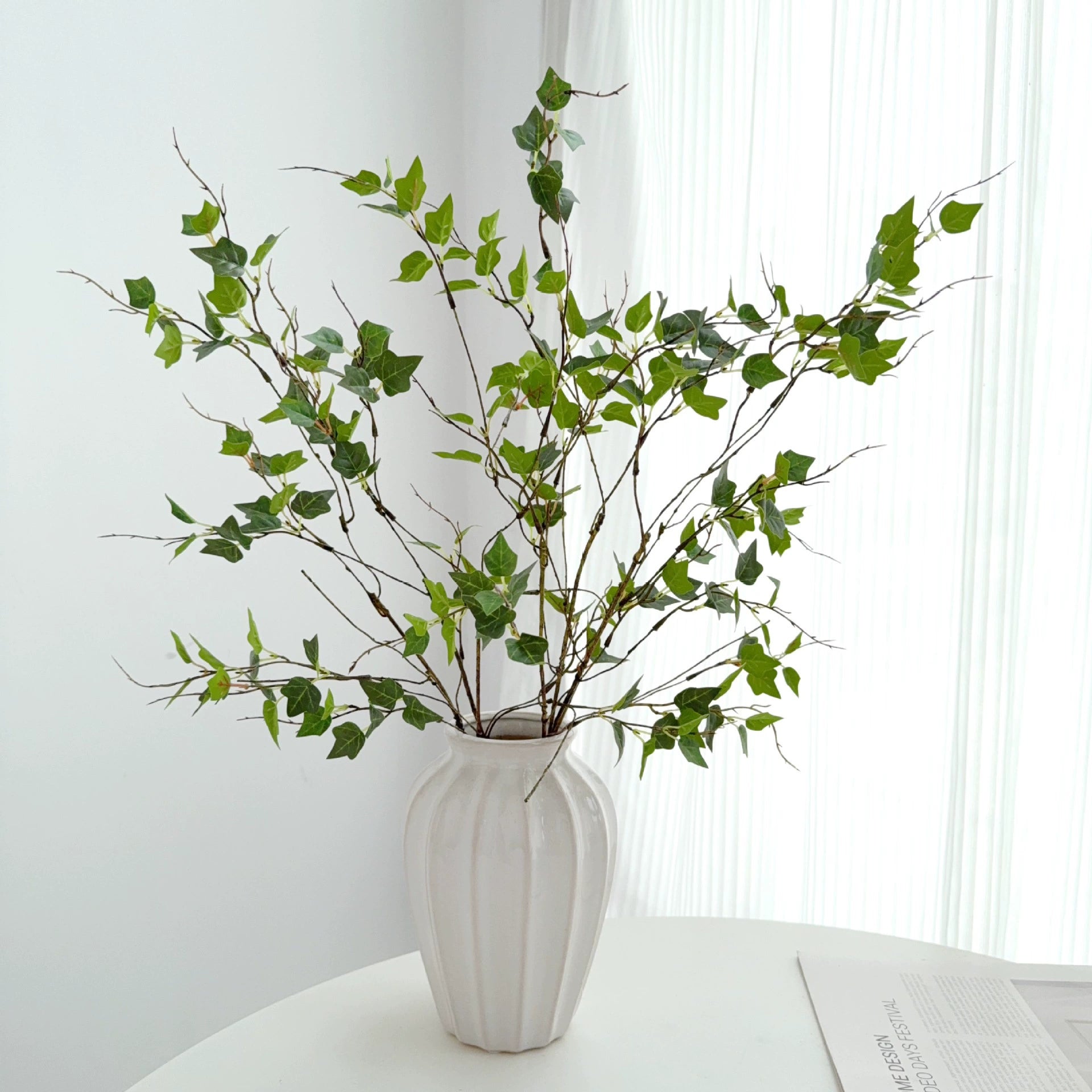 Faux Ivy Trailing Branch, 23" Realistic Greenery Stem, Lifelike Decorative Vine for Vase Filler, Home Decor, Weddings & Events