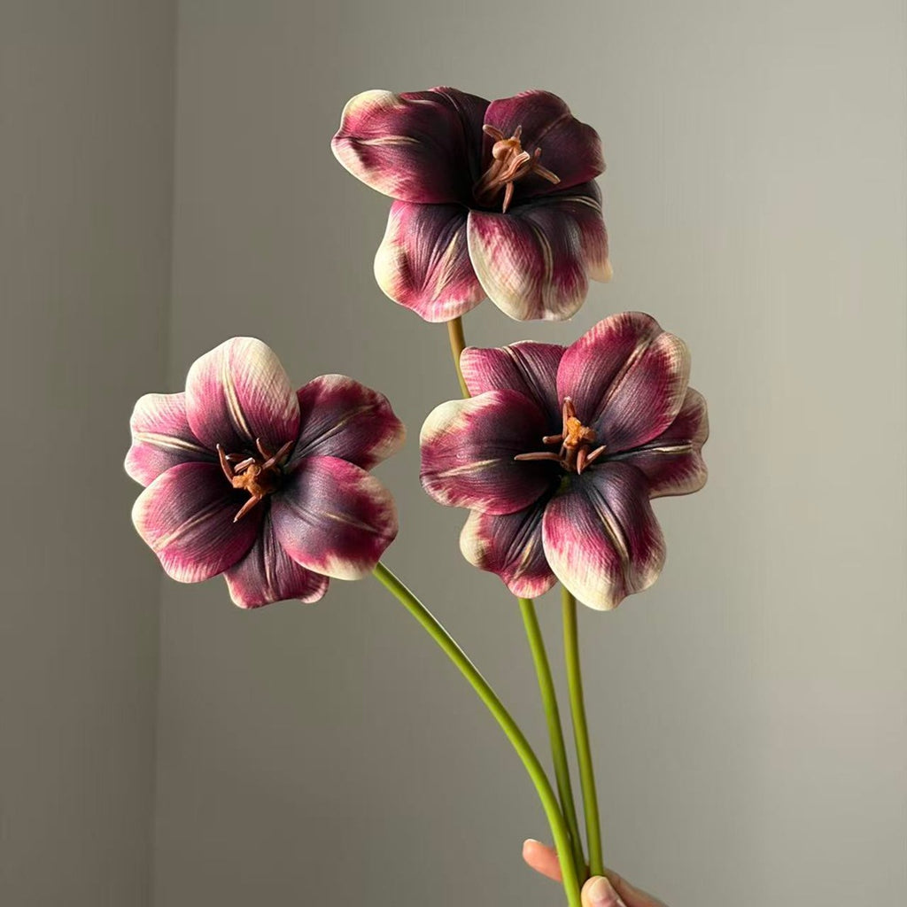 Realistic Open Tulip Bouquet, 20" Tall, 5" Bloom Diameter, Perfect for Home Decor, Weddings, Events, and Floral Arrangements