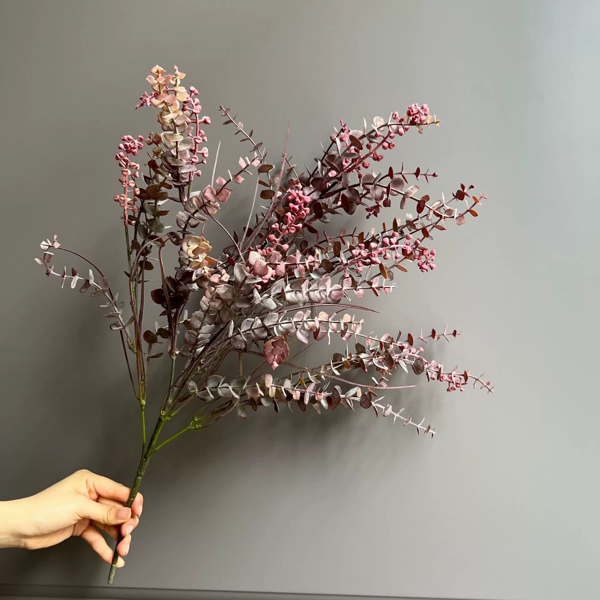 Faux Eucalyptus Berry Stem, 25" Tall Realistic Greenery Spray, Textured Artificial Branch for Vase Filler, Floral Arrangements & Wedding Decor