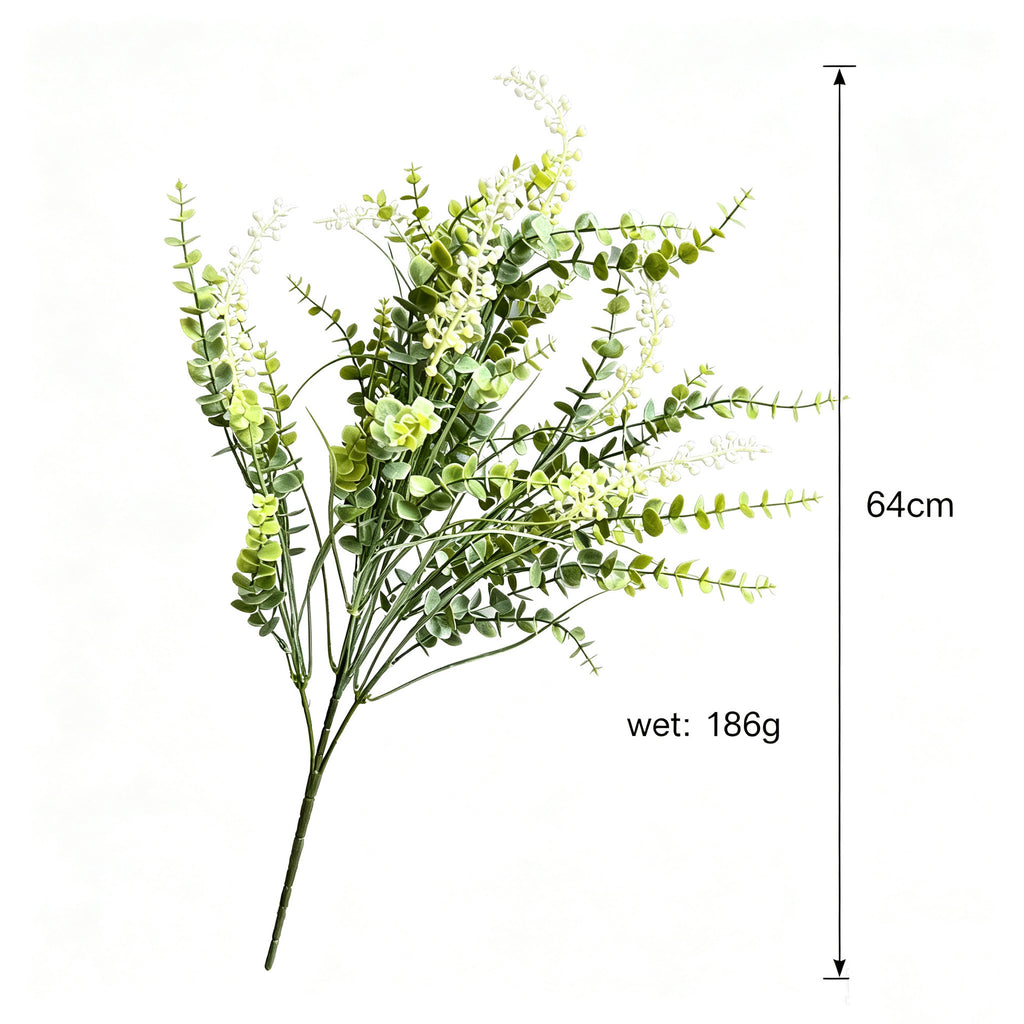 Faux Eucalyptus Berry Stem, 25" Tall Realistic Greenery Spray, Textured Artificial Branch for Vase Filler, Floral Arrangements & Wedding Decor
