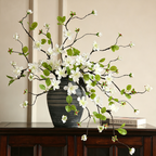 Faux Golden Silk Orchid Stem, 26" Long Sculptural Branch, Realistic Wabi-Sabi Decor for Tall Vases, Zen Floral Arrangements, Ikebana Art