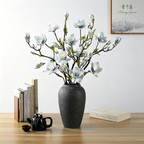 32" Tall Artificial Magnolia Stem, Large Realistic White Magnolia Flower Branch for Floor Vases, Entryway Decor, Weddings & Home Arrangements