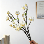 32" Tall Artificial Magnolia Stem, Large Realistic White Magnolia Flower Branch for Floor Vases, Entryway Decor, Weddings & Home Arrangements